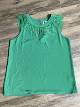 Cato Shirt Green Lace Top Blouse Sleeveless High Neck Casual Ladies Wome... - £13.12 GBP