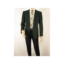 Men ZACCHI Velour Velveteen Hounds tooth Blazer Sport Coat DUANE 74524 Green image 4