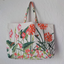 Estee Lauder Floral Butterfly Bird Shoulder Bag Fabric Tote Reusable Was... - $13.85