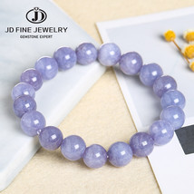 JD Natural Aquamarine Bead Bracelets Women Fashion Purple Chalcedony Round Stone - £10.81 GBP