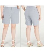 Tommy Hilfiger Shorts Women&#39;s Plus Size Pinstripe Hollywood Chino, Blue ... - $40.57 CAD