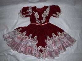 Lydia VINTAGE USA KIDS SIZE 7 Red PAGEANT DRESS Lace Puffy - £77.85 GBP