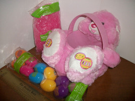 Dan Dee Easter Basket Kit Light Pink Plush DanDee Bunny Rabbit Grass Happy Eggs - £15.16 GBP