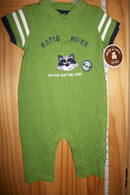 Carter Baby Clothes 3M-6M Newborn River Raccoon Jumpsuit Green Playsuit Bodysuit - £9.86 GBP