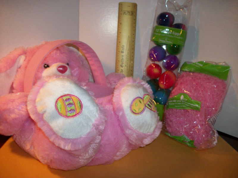 DanDee Easter Basket Kit Dan Dee Stuffed Animal Bunny Container Pink Tye Dye Egg - $18.99