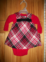 Carter Fashion Baby Clothes Newborn Girl Creeper Outfit Bow Red Plaid Jumper Set - £12.89 GBP