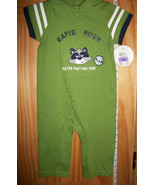 Carter Baby Clothes 12M Infant Jumpsuit Green Rafting Raccoon Bodysuit P... - $12.34