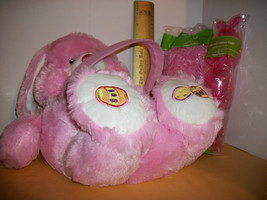 DanDee Easter Basket Kit Light Pink Plush Dan Dee Bunny Tote Grass Rabbit Eggs - £14.88 GBP
