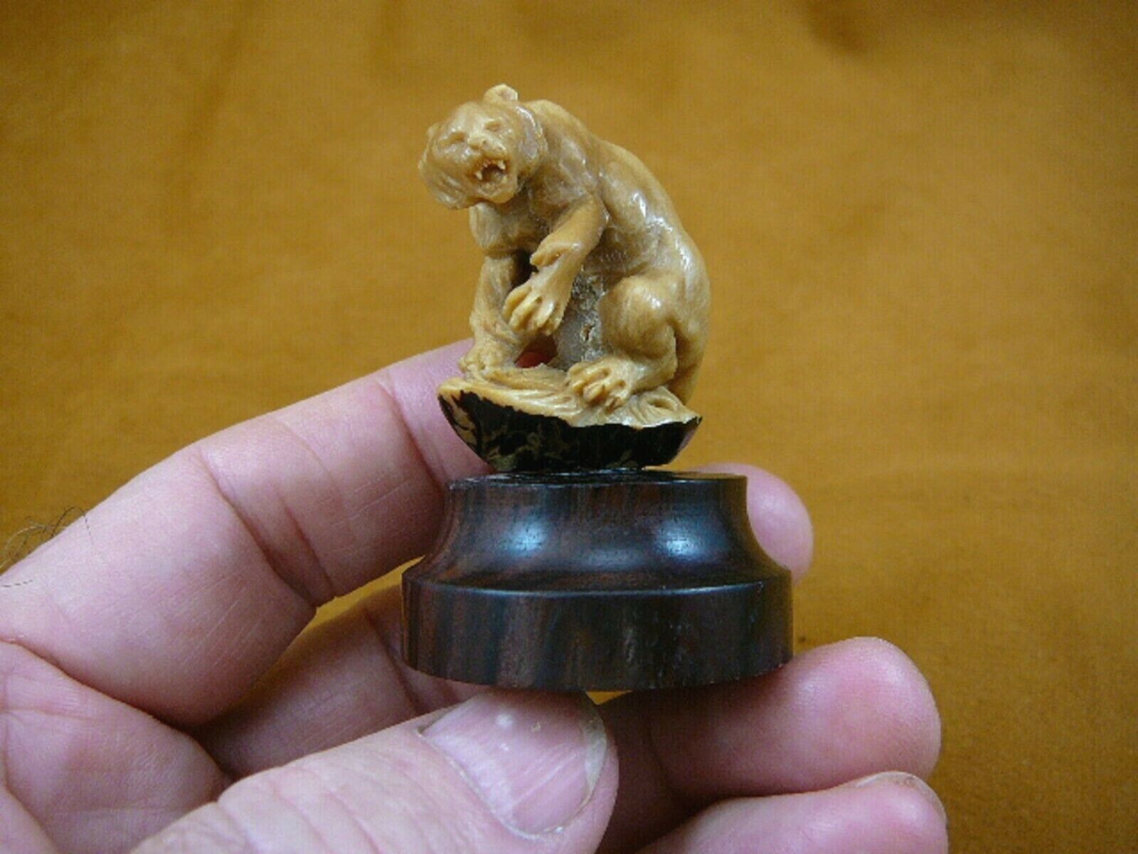 (TB-PANTH-2) Panther Mountain Lion shed ANTLER figurine Bali detailed ca... - $53.99