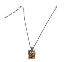 Kenneth Cole Necklace Pendant Signed Square Silver Tone Fashion Jewelry - £11.88 GBP