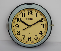 Vintage Maritime Seiko wall clock Nautical Retro Industrial ship clock Blue - $135.00