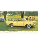 Rambler American 1961 Custom 4 Door Station Wagon Car Auto postcard - $6.44