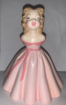 Figurine Vintage Holland Mold Hand Painted Ceramic Southern Bell Girl Pink Dress - £7.90 GBP