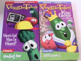 Veggie Tales VHS Tape Lot of 2 Where&#39;s God When I&#39;m Scared &amp; King George &amp; the D - £5.40 GBP