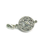 Vintage STERLING Silver and MARCASITE Pendant - Fancy Open Work and Signed - $40.00