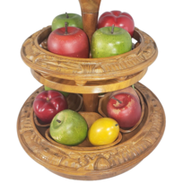 3 Tier Hand Carved Monkey Pod Pineapple Lazy Susan Serving Teak Wood Tray *READ - £103.90 GBP