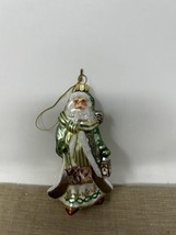 Fritz &amp; Floyd Christmas Santa Claus Glass Ornament Hand Painted Glitter Saint - £19.56 GBP
