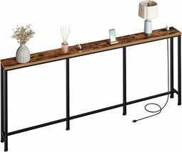 78.7&#39;&#39; Narrow Console Table With Power Outlet 7.1&quot; Skinny Sofa Table, Long - $1,696.05 MXN