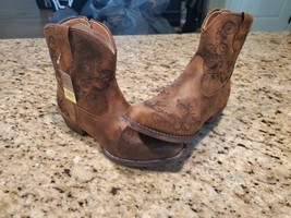 Roper Short Stuff Embroidery Snip Toe Cowboy Booties Womens Brown 7.5 - $64.35