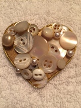 Heart Brooch With Old Buttons  - $7.00