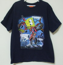 Boys Nickelodeon Sponge Bob Navy Blue Short Sleeve T Shirt Size M - $5.95