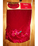 Sandra Lee Holiday Decor 48 Inch Christmas Tree Skirt New Red Holly Bunc... - $28.49