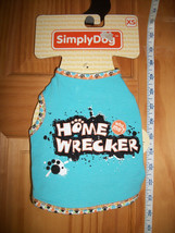 SimplyDog Pet Clothes XS Tee Shirt Top Dog Blue Home Wrecker Outfit PAW Who Me? - £11.15 GBP
