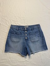Madewell High Rise Denim Shorts Burke Wash Button Front Closure Size 32 ... - $17.42