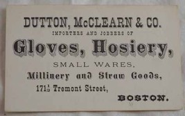 Dutton McClearn Boston Victorian trade card millinery gloves - $14.00