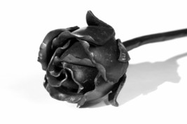 Wedding Metal FOREVER ROSE BUD Handmade Forged Iron Flower Steel Anniver... - $37.95