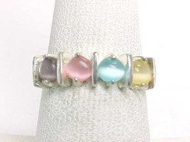 Colorful CAT&#39;S EYE Vintage RING in STERLING Silver-Size 7  Signed -FREE ... - £39.87 GBP