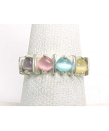 Colorful CAT'S EYE Vintage RING in STERLING Silver-Size 7  Signed -FREE SHIPPING - £39.96 GBP