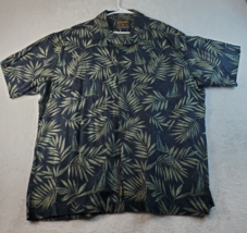Woolrich Hawaiian Shirt Mens XL Black Green Palm Leaf Short Sleeve Collared - £10.20 GBP