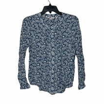 Boden Shirt Size 2 Button Up Blue White Floral Womens Long Sleeve Viscose  - £17.11 GBP