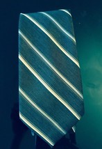 NWT Charles Jourdan Paris Brown with White and Blue Diagonal Stripe Tie 3&#39;&#39; - £11.87 GBP