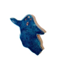 3Pc Handmade Blue Ceramic Ghost Wall Hanging For Halloween Indoor Home Decor - £37.71 GBP