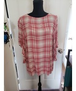 Womens Rose Pink Plaid Blouse Top CHAPS Size XL - £18.93 GBP