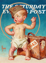 Framed canvas art print New Year Baby Hitching to War The Saturday Evening Post - £31.13 GBP+