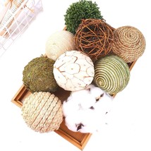 9Pcs 3.5Inch Fall Decorative Ball Orb Rattan Ball Rattan Woven Orbs Spherical Bo - £26.21 GBP