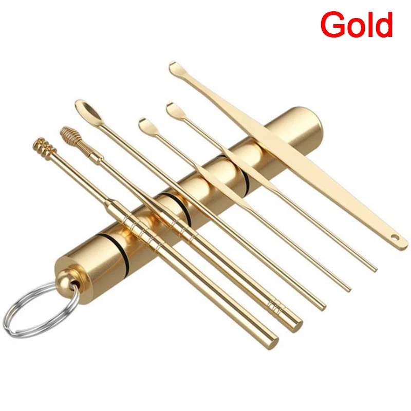 6Pcs/Set Stainless Steel Spiral Ear Pick Spoon Ear  Removal Cleaner Multifunctio - $47.66