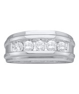 14k White Gold Round Channel-set Diamond Mens Wedding Anniversary Band - £479.28 GBP