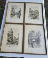 Lot of 4 Vintage 1950s Jan Korthals Watercolor Prints Belgium Anterwerp ... - $193.05