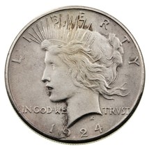 1924-S Plateado Paz Dólar En Au Estado, Casi Blanco, Some Luz Tonificante - $173.24