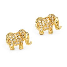Yellow Gold Plated Baby Elephant Children Screw Back Girl Earrings Summer Sale - £29.57 GBP