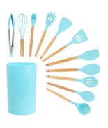 MegaChef Light Teal Silicone and Wood Cooking Utensils, Set of 12 - €52,94 EUR