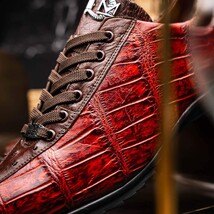 Hand painted big block alligator scales Sneaker Shoes Saulo Cognac image 10
