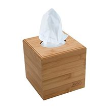 KOVOT Square Tissue Box Holder - Natural Bamboo Tissue Box Cover with Sliding Bo - £15.17 GBP