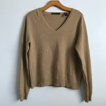 Lord Taylor Cashmere Sweater L Tan Soft Knit V Neck Long Sleeve Pullover... - $41.68