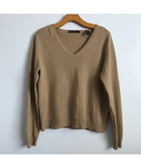 Lord Taylor Cashmere Sweater L Tan Soft Knit V Neck Long Sleeve Pullover... - £32.93 GBP