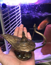Antique Brass Aladin Genie Oil Lamp Aladdin Chirag Incense Burner Vintage Gift - £29.17 GBP